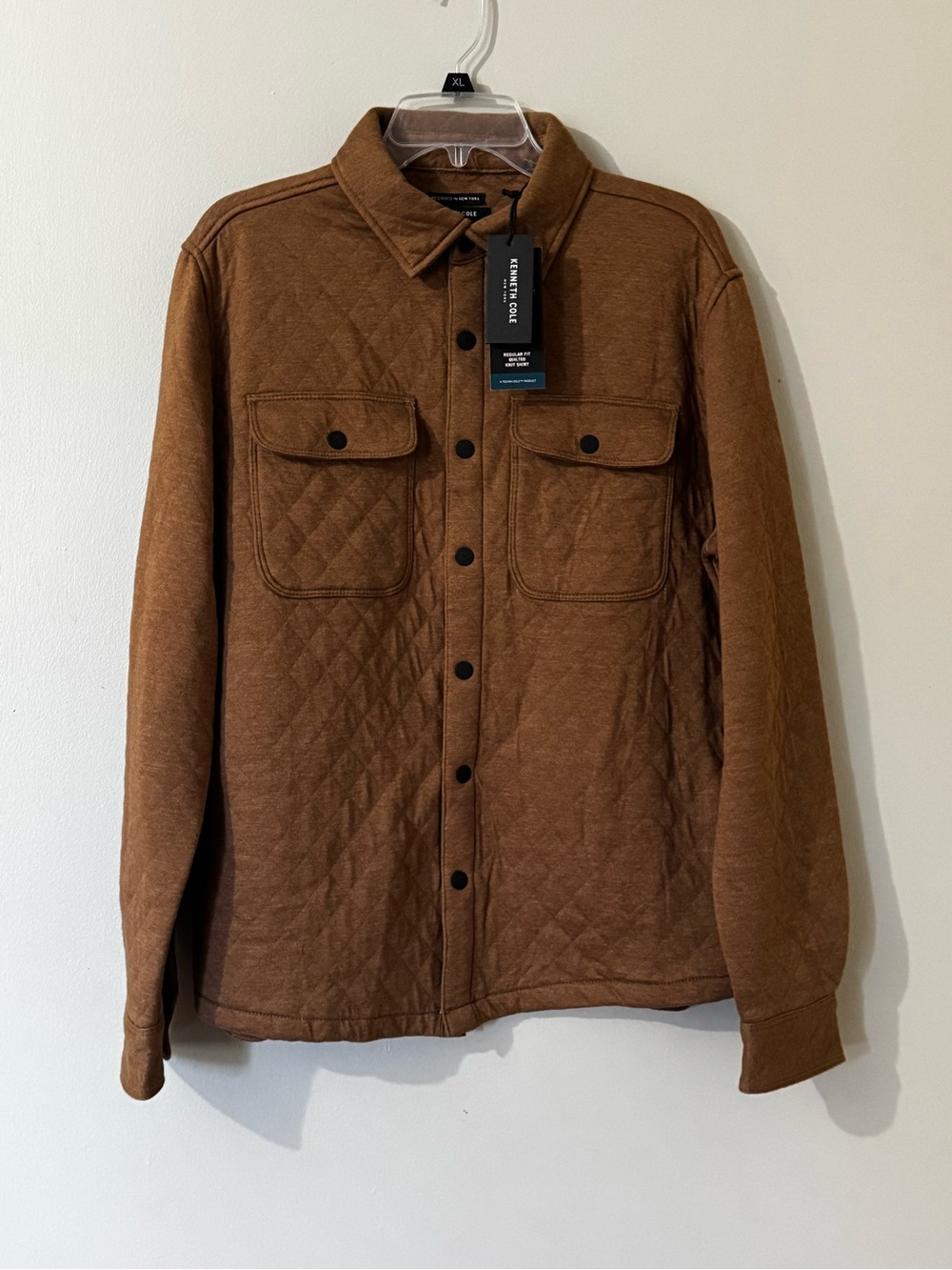 Kenneth Cole Quilted Shirt Jacket in Brown
